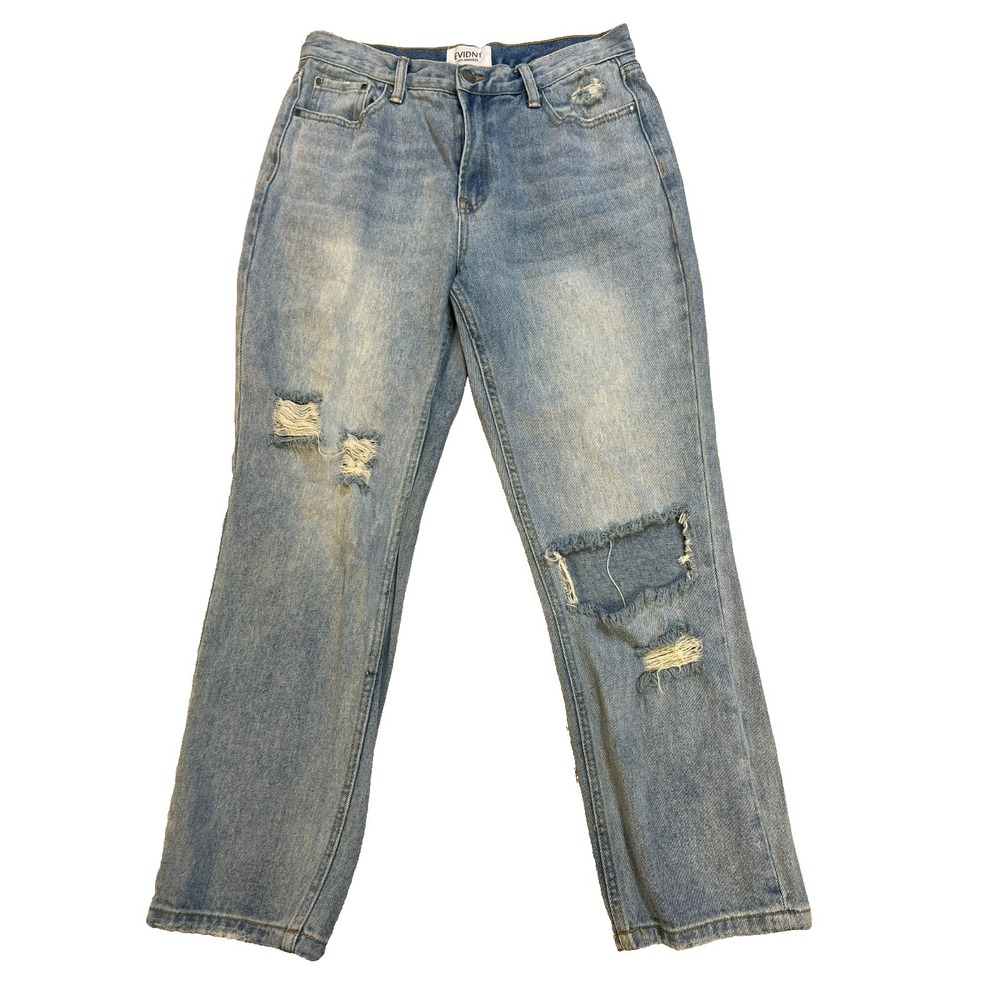 EVIDNT LA Anthropologie Slim Jeans Distressed Light Wash Cotton 5 Pocket SZ 28